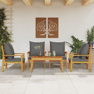 Alpen Home 5 Piece Garden Lounge Set With Cushions Solid Wood Acacia Grey Alpen Home 5 Piece Garden Lounge Set With Cushions Solid Wood Acacia Grey