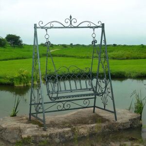 Rosalind Wheeler Metal Garden Swing Bench Grey 215cm H X 147cm W X 90cm D Rosalind Wheeler Metal Garden Swing Bench Grey 215cm H X 147cm W X 90cm D