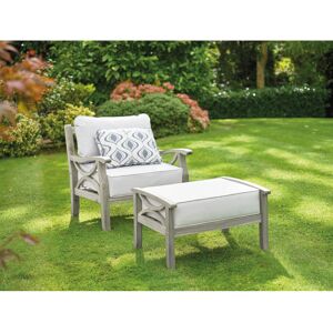 Dakota Fields Jaenis Acacia Outdoor Lounge Chair with Ottoman, Sunbrella® Cushions Included Grey 72cm H X 72cm W X 70cm D Dakota Fields Jaenis Acacia Outdoor Lounge Chair with Ottoman, Sunbrella® Cushions Included Grey 72cm H X 72cm W X 70cm D