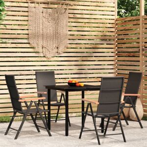 Ebern Designs 5 Piece Garden Dining Set Black, 4 Chair, 1 Table Black 4 Ebern Designs 5 Piece Garden Dining Set Black, 4 Chair, 1 Table Black 4