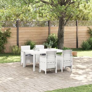 17 Stories 5 Piece Garden Dining Set With Cushions Poly Rattan Anthracite/White 17 Stories 5 Piece Garden Dining Set With Cushions Poly Rattan Anthracite/White