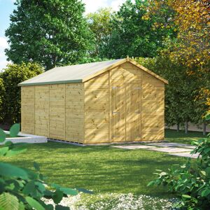 Powersheds 16 x 10ft Premium Pressure Treated Timber Windowless Apex Garden Shed, Double Doors Beige 317cm W X 508.4cm D X 260.6cm H Powersheds 16 x 10ft Premium Pressure Treated Timber Windowless Apex Garden Shed, Double Doors Beige 317cm W X 508.4cm D X 260.6cm H