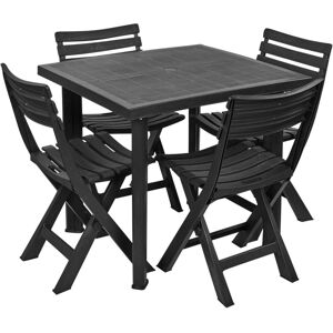 Marlow Home Co. 4 Large Black Square Garden Plastic Table & Chairs Patio Deck Side Snack Outdoor Black 5 Marlow Home Co. 4 Large Black Square Garden Plastic Table & Chairs Patio Deck Side Snack Outdoor Black 5