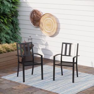 Blue Elephant Leigh Stacking Patio Dining Armchair Black 88.9cm H X 56.9cm W X 63.5cm D Blue Elephant Leigh Stacking Patio Dining Armchair Black 88.9cm H X 56.9cm W X 63.5cm D