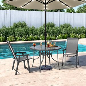 Ebern Designs 2 Person Patio Diniing Set With Umbrella Grey/Beige 2 Ebern Designs 2 Person Patio Diniing Set With Umbrella Grey/Beige 2