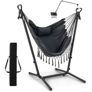 costway Hammock Chair Indoor/Outdoor Bohemian Style Adjustable Hanging Chair With Stand Grey 96cm H X 75cm W X 107cm D costway Hammock Chair Indoor/Outdoor Bohemian Style Adjustable Hanging Chair With Stand Grey 96cm H X 75cm W X 107cm D