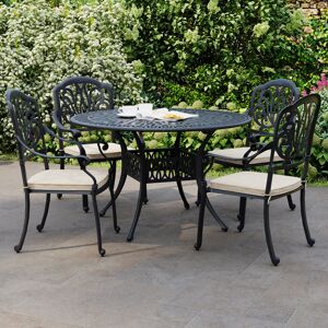 Astoria Grand Chetek 4 Seater Dining Set with Cushions Black 4 Astoria Grand Chetek 4 Seater Dining Set with Cushions Black 4