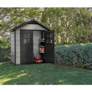 Keter Oakland 7 ft. W x 4 ft. D Apex Outdoor Garden Shed brown 252.984 H x 210.058 W x 124.968 D cm