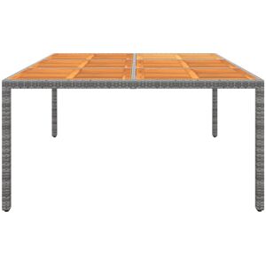 Ebern Designs Garden Rattan/Steel/Wooden Dining Table Grey 75 x 200 x 150cm Ebern Designs Garden Rattan/Steel/Wooden Dining Table Grey 75 x 200 x 150cm