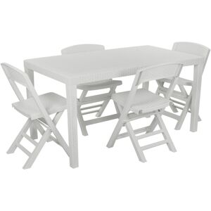 Marlow Home Co. Rutherfordton Rectangular 5 - Piece 4 - Person 138Cm L Outdoor Table Set White 4 Marlow Home Co. Rutherfordton Rectangular 5 - Piece 4 - Person 138Cm L Outdoor Table Set White 4