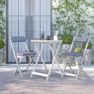 Sol 27 Outdoor Seoul 2-Person Acacia Wood Patio Dining Set with Round Table, Cushions Included Forest White 2 Sol 27 Outdoor Seoul 2-Person Acacia Wood Patio Dining Set with Round Table, Cushions Included Forest White 2