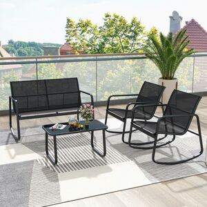 17 Stories 4 Piece Patio Rocking Set Outdoor Rocker Chair Conversation Set Black 4 17 Stories 4 Piece Patio Rocking Set Outdoor Rocker Chair Conversation Set Black 4