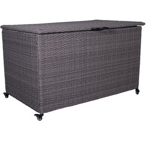 Royalcraft Royal Craft Storage 150cm W 645L Wicker Deck Box with Wheels Grey 80cm H X 150cm W X 75cm D Royalcraft Royal Craft Storage 150cm W 645L Wicker Deck Box with Wheels Grey 80cm H X 150cm W X 75cm D
