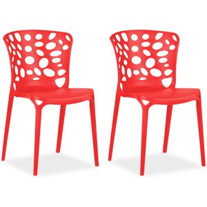 George Oliver Garden chair set of 2 modern black chairs, kitchen chairs, plastic stacking chairs, balcony chair, outdoor chair Red 83cm H X 47cm W X 47cm D George Oliver Garden chair set of 2 modern black chairs, kitchen chairs, plastic stacking chairs, balcony chair, outdoor chair Red 83cm H X 47cm W X 47cm D