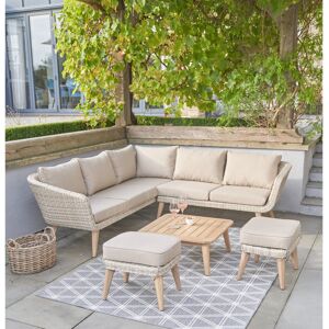 George Oliver Cambrai Wicker 6 - Person Garden Lounge Set with Cushions Beige;Natural Wood 6 George Oliver Cambrai Wicker 6 - Person Garden Lounge Set with Cushions Beige;Natural Wood 6