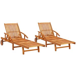 Ophelia & Co. Set Of 2 Solid Acacia Wood Sun Loungers - Durable Outdoor Seating Brown 85cm H X 67cm W X 199cm L Ophelia & Co. Set Of 2 Solid Acacia Wood Sun Loungers - Durable Outdoor Seating Brown 85cm H X 67cm W X 199cm L
