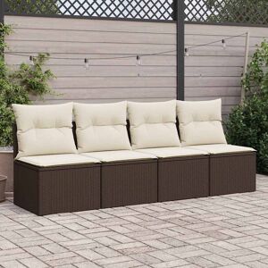 House of Hampton 2-Piece Garden Sofa Set with Cushions Poly Rattan Acacia Dark Brown/Cream House of Hampton 2-Piece Garden Sofa Set with Cushions Poly Rattan Acacia Dark Brown/Cream
