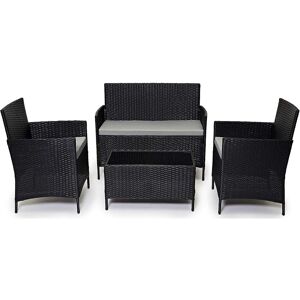Rosalind Wheeler Beeley Polyethylene (PE) Wicker 4 - Person Seating Group with Cushions Grey/Black 4 Rosalind Wheeler Beeley Polyethylene (PE) Wicker 4 - Person Seating Group with Cushions Grey/Black 4