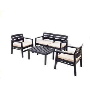 Dakota Fields Outdoor Lounge Set Massa, Garden Set With 2 Armchairs, 1 Sofa And 1 Coffee Table Anthracite/Beige 4 Dakota Fields Outdoor Lounge Set Massa, Garden Set With 2 Armchairs, 1 Sofa And 1 Coffee Table Anthracite/Beige 4