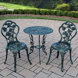 Lily Manor Germain Rose Floral Outdoor Garden Patio Bistro Set Green 2 Lily Manor Germain Rose Floral Outdoor Garden Patio Bistro Set Green 2