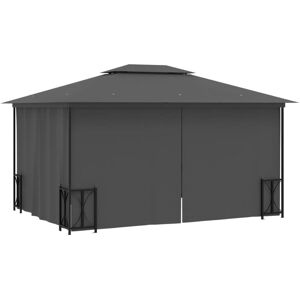 Dakota Fields Gazebo With Sidewalls&Double Roofs 3X4 M Anthracite Anthracite 400cm W X 300cm D X 265cm H Dakota Fields Gazebo With Sidewalls&Double Roofs 3X4 M Anthracite Anthracite 400cm W X 300cm D X 265cm H