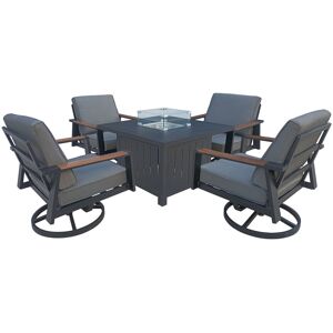 Ebern Designs Nanjo Square Dining Set with Cushions Black Ebern Designs Nanjo Square Dining Set with Cushions Black