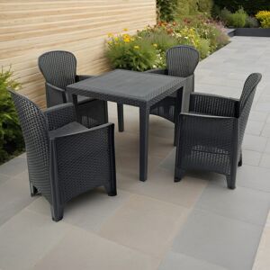 Ebern Designs Schaffa Square Table with 4 Chairs Garden Set Grey 4 Ebern Designs Schaffa Square Table with 4 Chairs Garden Set Grey 4