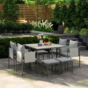 Latitude Run Square 8 - Person 110cm Long Dining Set with Cushions Grey 8 Latitude Run Square 8 - Person 110cm Long Dining Set with Cushions Grey 8