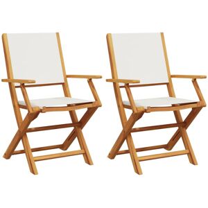Lark Manor Vidaxl garden chairs, set of 2 in beige, solid acacia wood and fabric Cream White 91cm H X 54cm W X 57cm D Lark Manor Vidaxl garden chairs, set of 2 in beige, solid acacia wood and fabric Cream White 91cm H X 54cm W X 57cm D