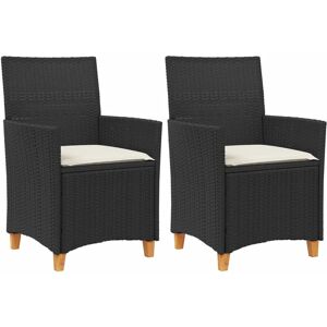 Marlow Home Co. Garden Chairs with Cushions Patio Seat Poly Rattan and Solid Wood Cream White/Black 90cm H X 59cm W X 61cm D Marlow Home Co. Garden Chairs with Cushions Patio Seat Poly Rattan and Solid Wood Cream White/Black 90cm H X 59cm W X 61cm D