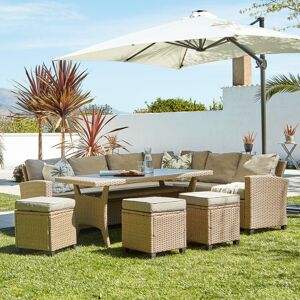 Latitude Run Allena 9 - Person Garden Lounge Set with Cushions & Parasol Natural 9 Latitude Run Allena 9 - Person Garden Lounge Set with Cushions & Parasol Natural 9