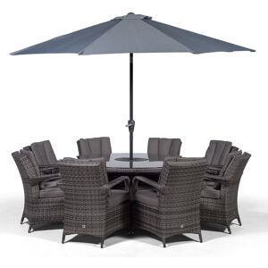 Dakota Fields Karas 8 Seater Dining Set with Cushions and Parasol Grey 8 Dakota Fields Karas 8 Seater Dining Set with Cushions and Parasol Grey 8