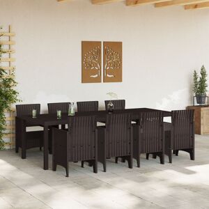 Latitude Run 9 Piece Garden Dining Set With Cushions Poly Rattan Ivory/Brown 73cm H x 250cm W x 100cm D Latitude Run 9 Piece Garden Dining Set With Cushions Poly Rattan Ivory/Brown 73cm H x 250cm W x 100cm D