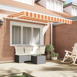 17 Stories Polyester Cover Retractable Patio Awning Yellow/Red Striped 330 cm W x 195 cm D 17 Stories Polyester Cover Retractable Patio Awning Yellow/Red Striped 330 cm W x 195 cm D