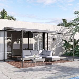 Dakota Fields Ahzaria 4 x 3m Metal Patio Gazebo Grey 395cm W X 297cm D Dakota Fields Ahzaria 4 x 3m Metal Patio Gazebo Grey 395cm W X 297cm D