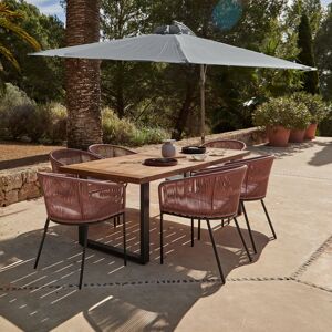 Latitude Run Fabiano Rectangular 6 - Person Long Dining Set with Cushions and Umbrella Pink 75cm H X 82cm W X 175cm D Latitude Run Fabiano Rectangular 6 - Person Long Dining Set with Cushions and Umbrella Pink 75cm H X 82cm W X 175cm D