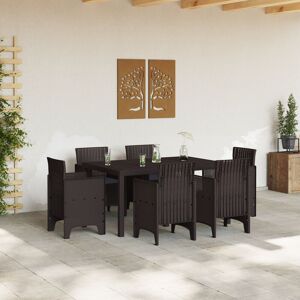 Latitude Run 7 Piece Garden Dining Set With Cushions Poly Rattan Brown/Anthracite 73cm H x 150cm W x 100cm D Latitude Run 7 Piece Garden Dining Set With Cushions Poly Rattan Brown/Anthracite 73cm H x 150cm W x 100cm D