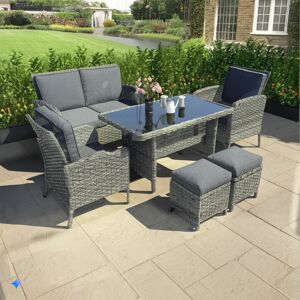 ClassicLiving Elsfield Rattan Wicker 6 - Person Seating Group with Cushions Grey 6 ClassicLiving Elsfield Rattan Wicker 6 - Person Seating Group with Cushions Grey 6