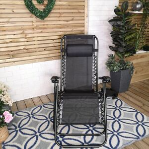 Dakota Fields Chaden Black Multi Position Textoline Zero Gravity Garden Relaxer Chair Lounger Black 150cm H X 150cm W X 84cm D Dakota Fields Chaden Black Multi Position Textoline Zero Gravity Garden Relaxer Chair Lounger Black 150cm H X 150cm W X 84cm D