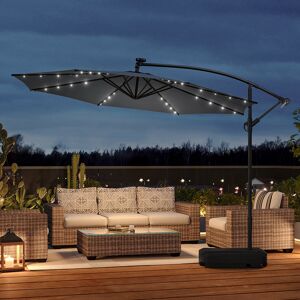 Dakota Fields Aiswarya 3m Cantilever Parasol with LED Light Dark Grey 260cm H X 300cm W X 300cm D Dakota Fields Aiswarya 3m Cantilever Parasol with LED Light Dark Grey 260cm H X 300cm W X 300cm D