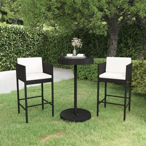 Ebern Designs Garden Bar Set with Cushions Patio Black 106cm H X 60.5cm W X 60.5cm D Ebern Designs Garden Bar Set with Cushions Patio Black 106cm H X 60.5cm W X 60.5cm D