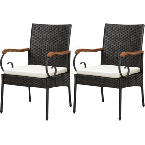 ClassicLiving 2Pcs Patio Wicker Chair Set Outdoor PE Rattan Chairs With Cushion Brown 89cm H X 55cm W X 60cm D ClassicLiving 2Pcs Patio Wicker Chair Set Outdoor PE Rattan Chairs With Cushion Brown 89cm H X 55cm W X 60cm D