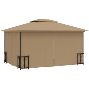 Dakota Fields Gazebo With Sidewalls&Double Roofs 3X4 M Anthracite Taupe 400cm W X 300cm D X 265cm H Dakota Fields Gazebo With Sidewalls&Double Roofs 3X4 M Anthracite Taupe 400cm W X 300cm D X 265cm H