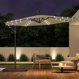 Wade Logan Arlo 3m Cantilever Parasol with LED Light Beige 260cm H X 300cm W X 300cm D Wade Logan Arlo 3m Cantilever Parasol with LED Light Beige 260cm H X 300cm W X 300cm D