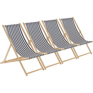 Harbour Housewares - Folding Wooden Deck Chairs - Black Stripe Black/White 106cm H X 56cm W X 99cm D Harbour Housewares - Folding Wooden Deck Chairs - Black Stripe Black/White 106cm H X 56cm W X 99cm D
