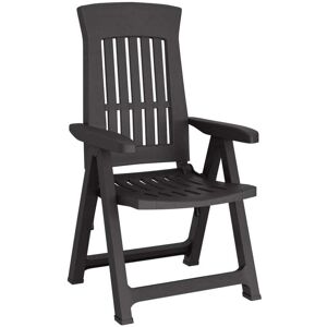 Beachcrest Home Outdoor Foldable Plastic Garden Chair Patio Furniture With Adjustable Back Anthracite 109.5cm H X 58cm D X 62cm W Beachcrest Home Outdoor Foldable Plastic Garden Chair Patio Furniture With Adjustable Back Anthracite 109.5cm H X 58cm D X 62cm W