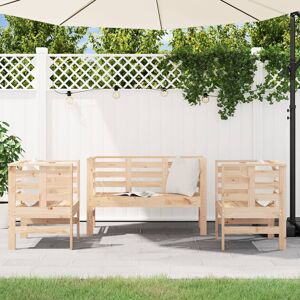 Brayden Studio 3 Piece Garden Lounge Set Solid Wood Pine Natural Brayden Studio 3 Piece Garden Lounge Set Solid Wood Pine Natural