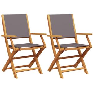 Lark Manor Vidaxl garden chairs, set of 2 in beige, solid acacia wood and fabric Anthracite 91cm H X 54cm W X 57cm D Lark Manor Vidaxl garden chairs, set of 2 in beige, solid acacia wood and fabric Anthracite 91cm H X 54cm W X 57cm D