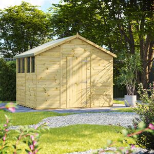 Powersheds 8 x 10ft Premium Pressure Treated Timber Apex Garden Shed Green;Beige 317cm W X 270.4cm D X 260.6cm H Powersheds 8 x 10ft Premium Pressure Treated Timber Apex Garden Shed Green;Beige 317cm W X 270.4cm D X 260.6cm H