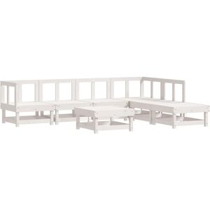 17 Stories 7 Piece Garden Lounge Set Solid Wood Pine White 6 17 Stories 7 Piece Garden Lounge Set Solid Wood Pine White 6
